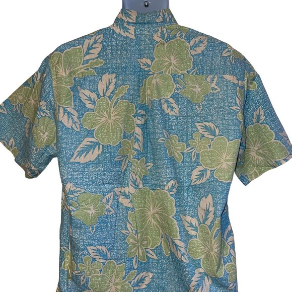 Vintage Retro Cooke Street Hawaiian Shirt Mens M Plumeria Aloha Vacation Blue - Picture 7 of 10
